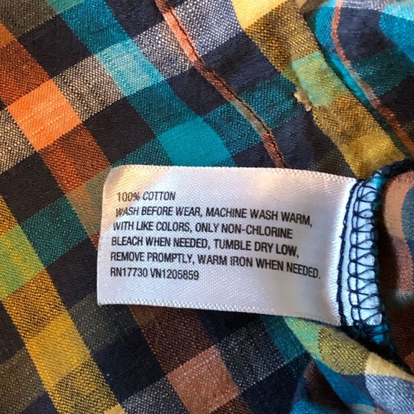 Genuine Kids OshKosh Boys Plaid Button Up Blue Marigold Size 2T - Picture 4 of 5